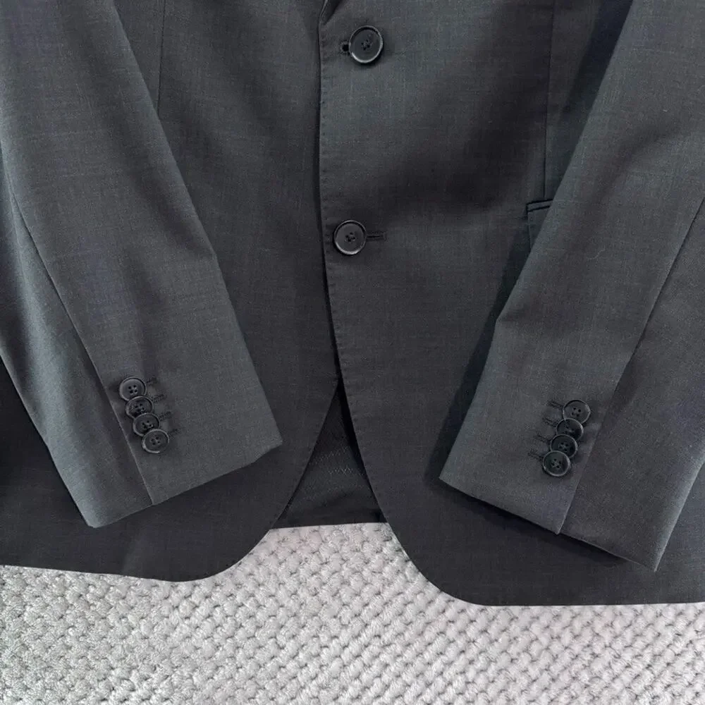 Hugo Boss Blazer Sport Jacket Men US44R Dark Gray Wool Light Weight 2 Button